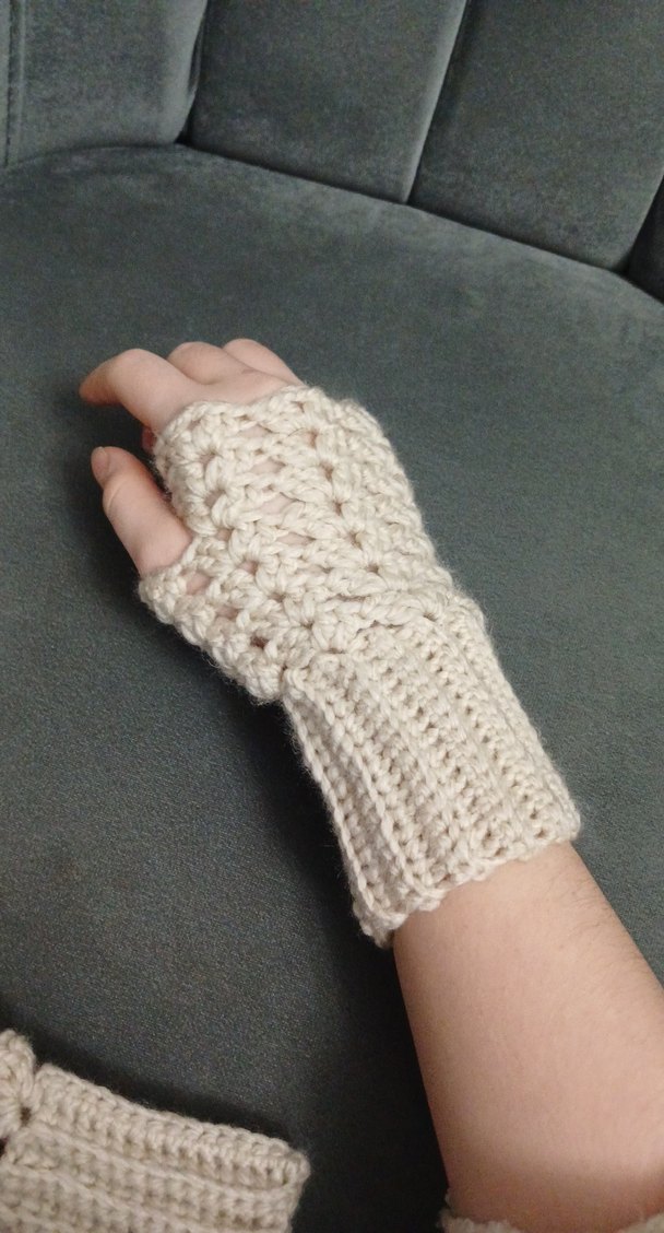 Beyaz Örgü Kadın Eldiveni - Görsel 2