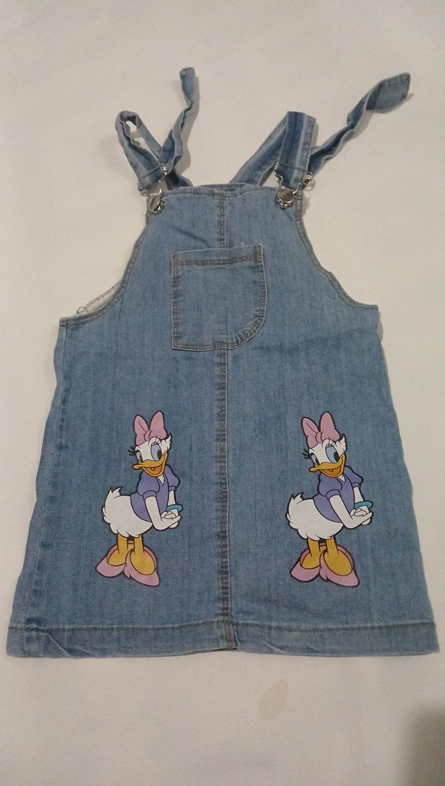 Kız Çocuk Nakışlı Kemerli Kot Elbise - Görsel 2