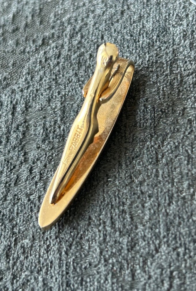 Rabbit Marka Vintage Altın Renkli Kravat İğnesi - Görsel 4