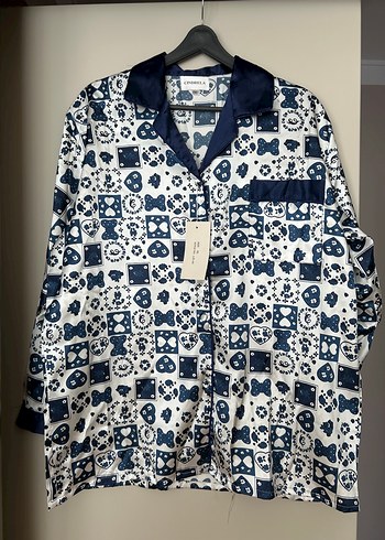 Kadın Şifon Desenli Uzun Kollu Pijama Takımı - Görsel 3