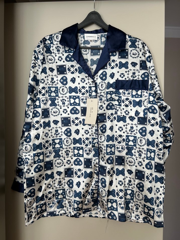 Kadın Şifon Desenli Uzun Kollu Pijama Takımı - Görsel 3