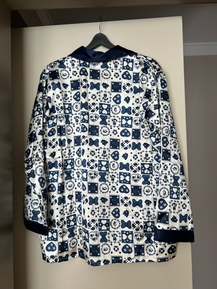 Kadın Şifon Desenli Uzun Kollu Pijama Takımı - Görsel 4