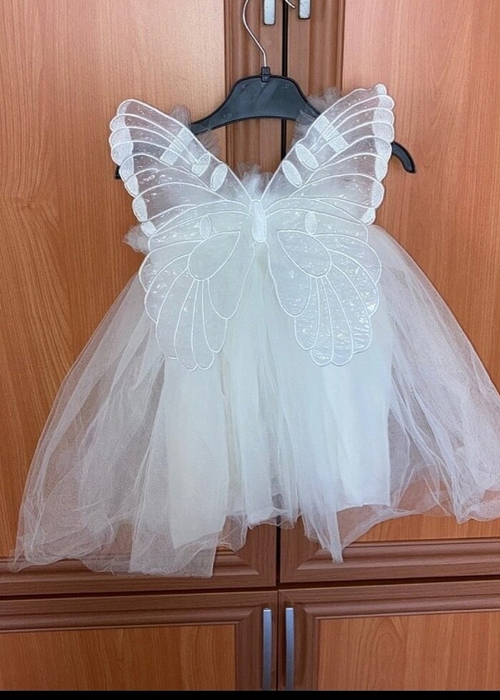 1 yaş kelebek kanatlı doğum günü elbisesi & tütü elbise - Görsel 3