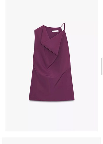 Zara Bordo Drapeli Saten Kadın Bluz - Görsel 5