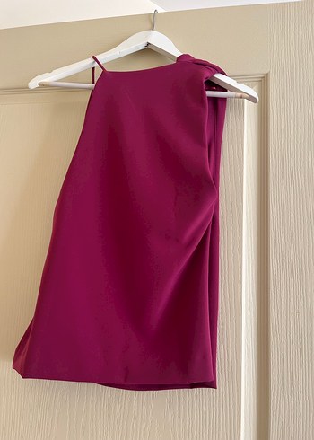 Zara Bordo Drapeli Saten Kadın Bluz - Görsel 2