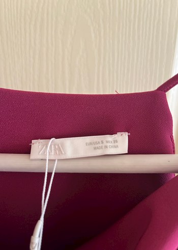 Zara Bordo Drapeli Saten Kadın Bluz - Görsel 3