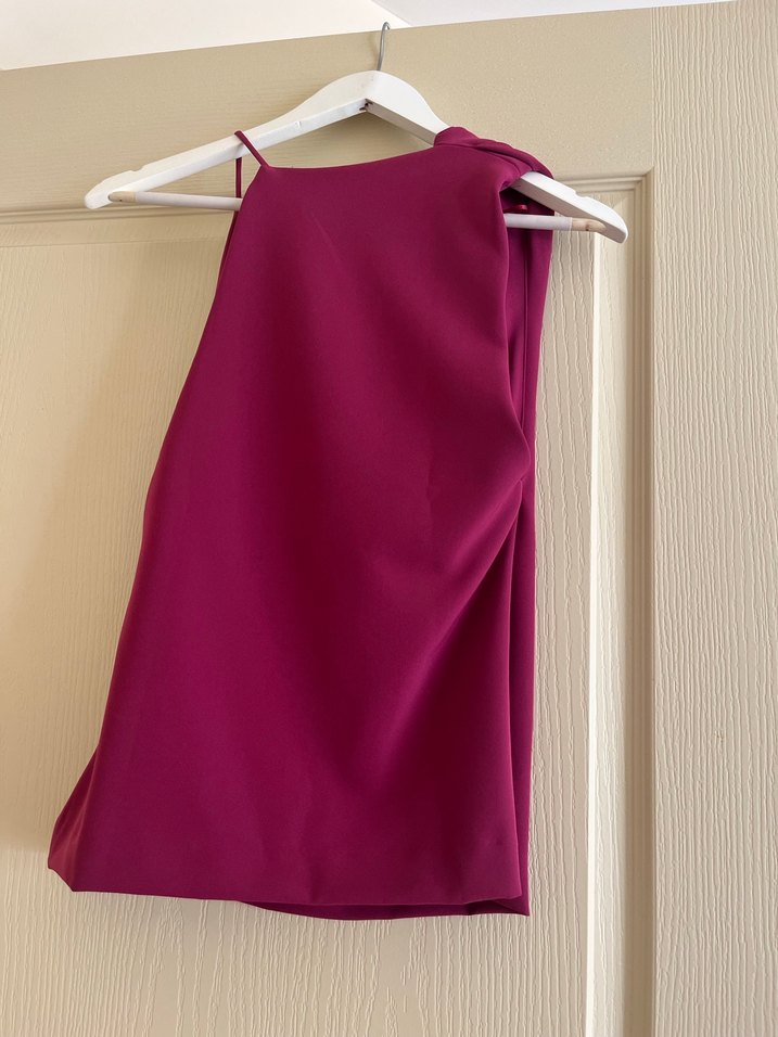 Zara Bordo Drapeli Saten Kadın Bluz - Görsel 2