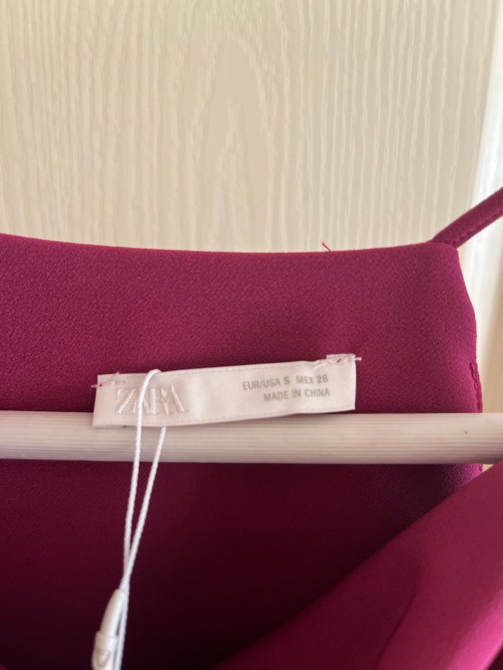 Zara Bordo Drapeli Saten Kadın Bluz - Görsel 3