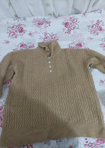 Bej Örgü Kadın Triko Kazak - Görsel 3