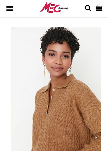 Bej Örgü Kadın Triko Kazak - Görsel 2