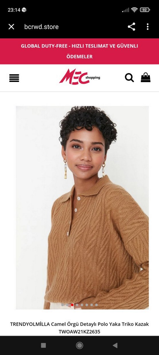 Bej Örgü Kadın Triko Kazak - Görsel 2