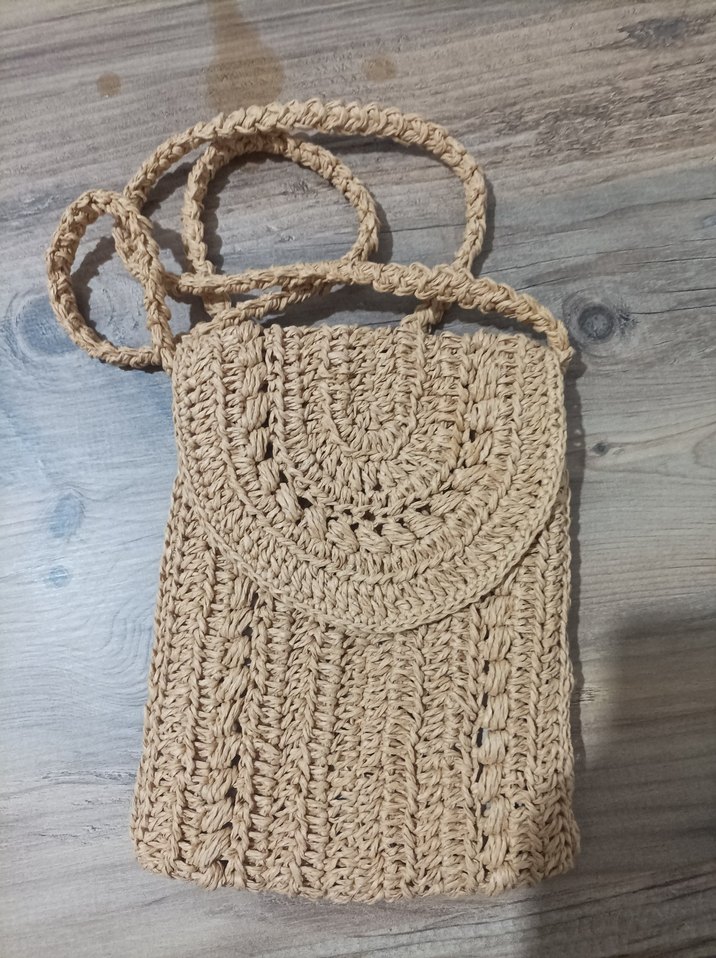 Bej Örgü Bohem Kadın Çapraz Çanta - Görsel 3