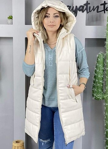 40 beden krem astarı Afif pudra deri şişme yelek sıfır ürün her 