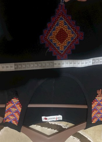 38 Beden siyah Renk Nakışlı Bohem Uzun Elbise