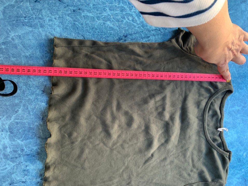 Kadın Haki Crop Top, Kısa Kollu, Dar Kesim - Görsel 2