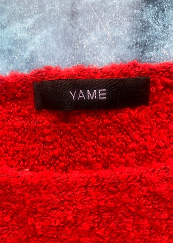 Kırmızı Kadın Salaş Örgü Kazak - Görsel 5