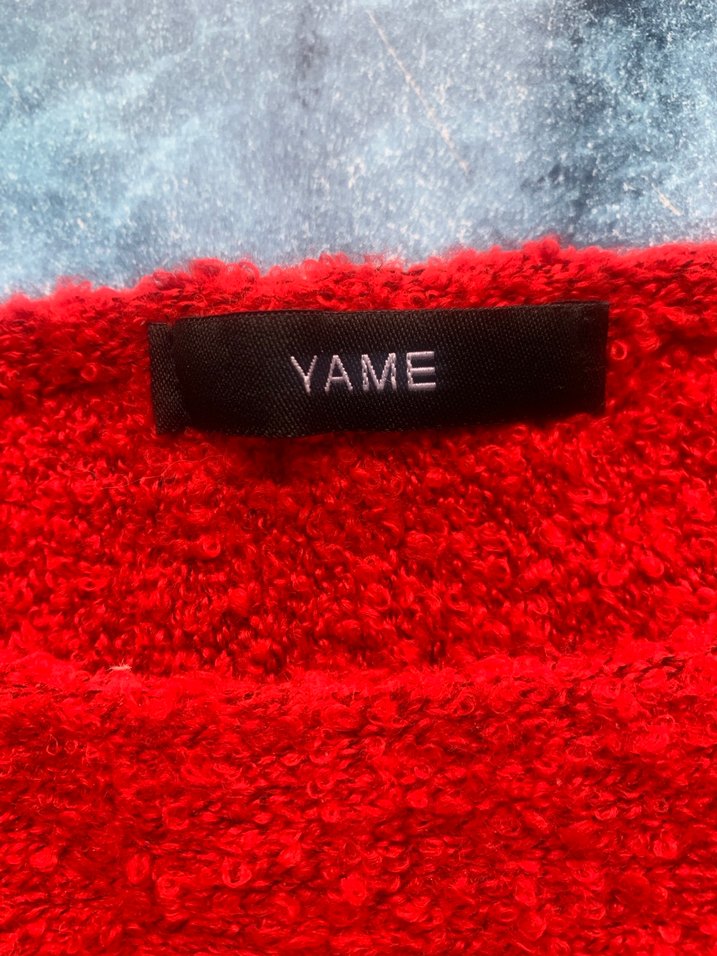 Kırmızı Kadın Salaş Örgü Kazak - Görsel 5