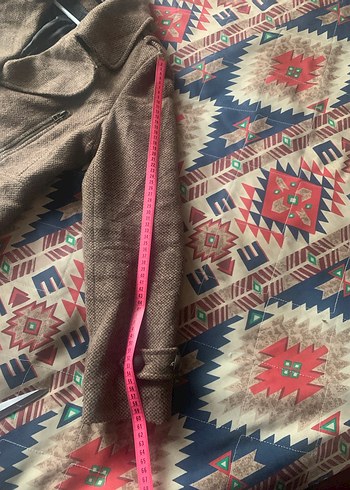 Düğmeli kahverengi kadın kaban - Görsel 9