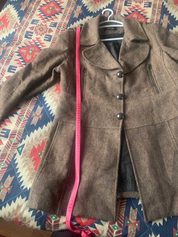 Düğmeli kahverengi kadın kaban - Görsel 5