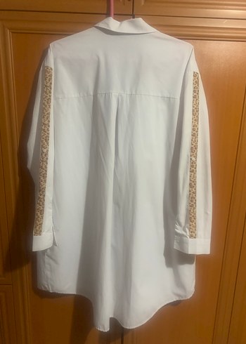 Kadın Beyaz Uzun Kollu Yılan Desenli Gömlek - Görsel 4