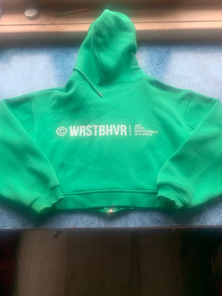 Kadın Yeşil Kapüşonlu Fermuarlı kısa hırka - Görsel 5