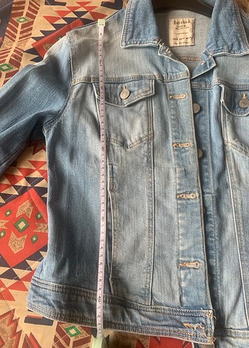 Bershka Düğmeli Mavi Kadın Kot Ceket - Görsel 7