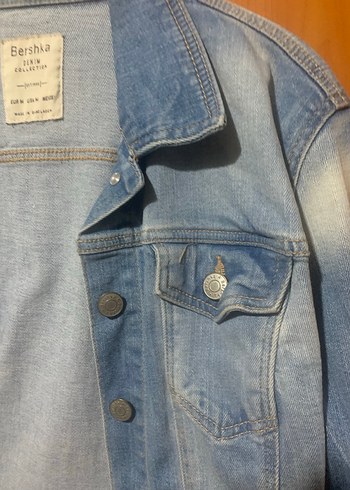 Bershka Düğmeli Mavi Kadın Kot Ceket - Görsel 2