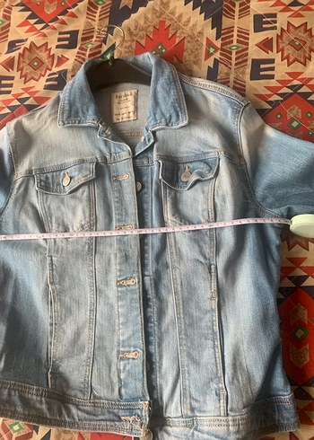 Bershka Düğmeli Mavi Kadın Kot Ceket - Görsel 6