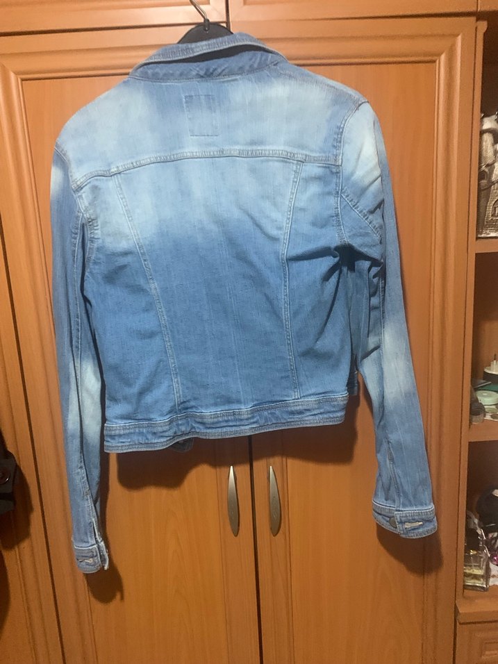 Bershka Düğmeli Mavi Kadın Kot Ceket - Görsel 4