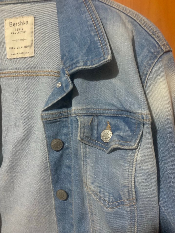 Bershka Düğmeli Mavi Kadın Kot Ceket - Görsel 2