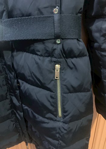 Mango Kadın Siyah Kemerli Midi Kışlık Mont - Görsel 4