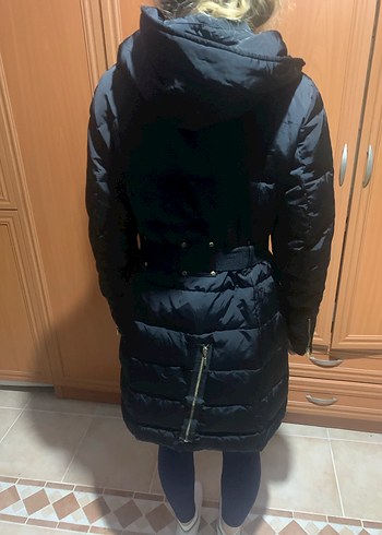 Mango Kadın Siyah Kemerli Midi Kışlık Mont - Görsel 13