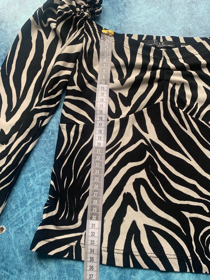 Zebra Desenli Kadın Bluz, Uzun Kollu, Vücuda Oturan — görsel 4/7
