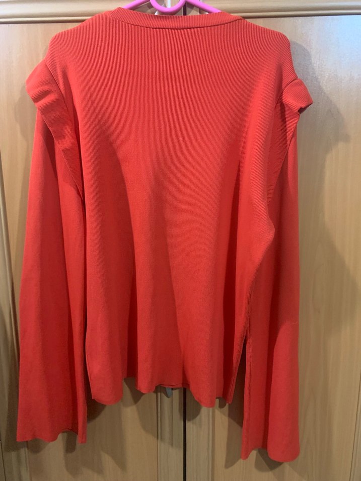 Canlı Mercan Fırfırlı Uzun Kollu Bluz — görsel 5/10