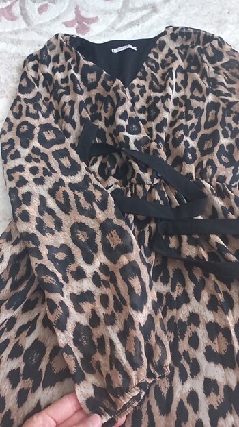 38 Beden Leopar desenli elbise