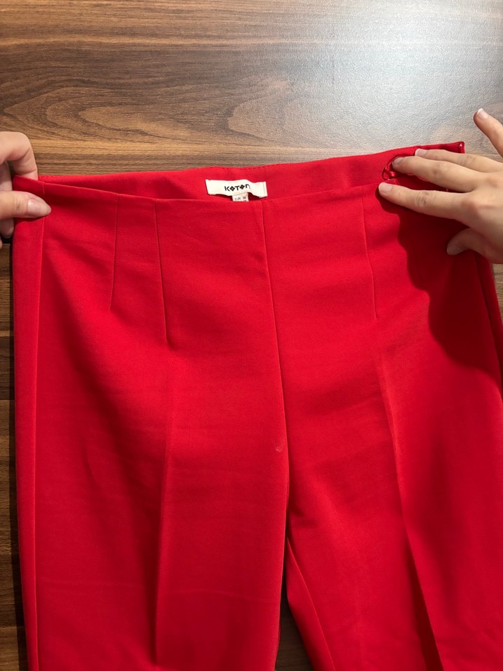 Kadın Kırmızı Midi Kumaş Pantolon 38 beden - Görsel 2