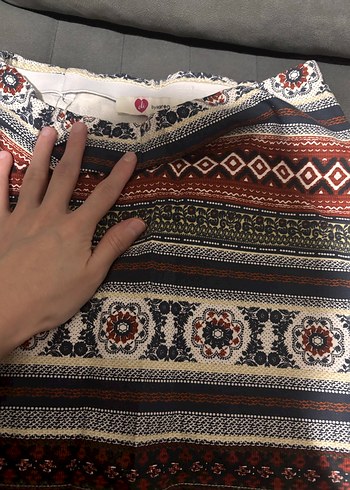 Bohem Desenli koton mını etek - Görsel 2