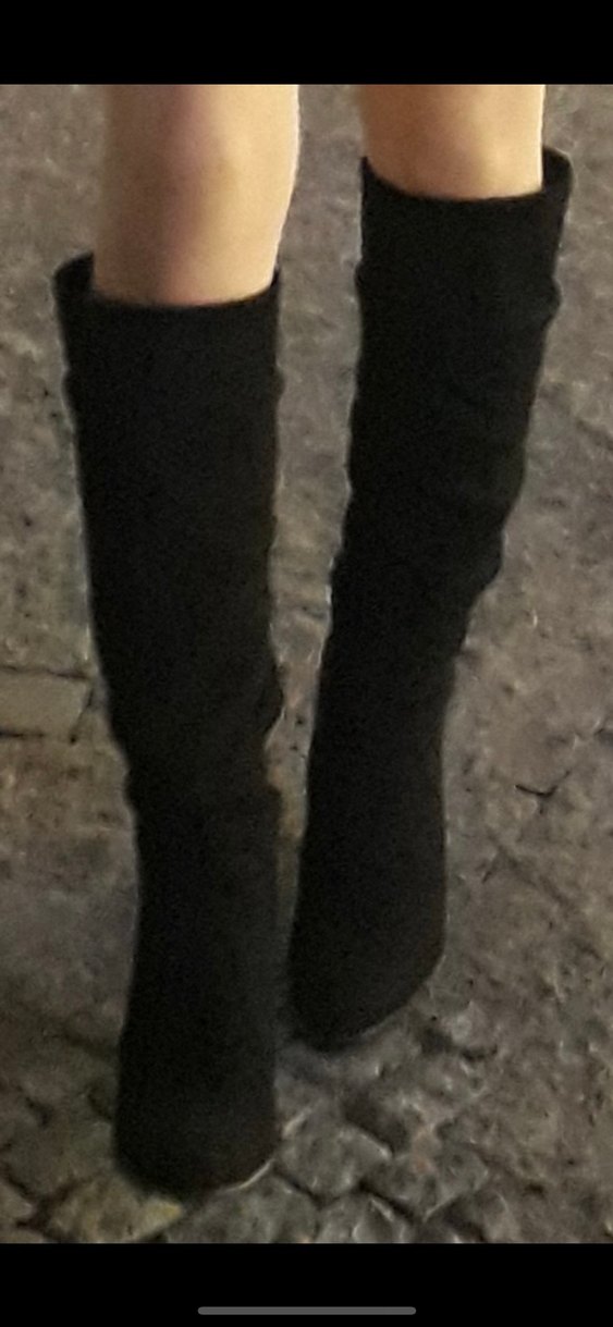 Siyah Süet Topuklu Kadın Çizme - Görsel 4