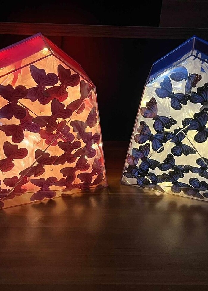 Çerçeveli çerçevesiz kelebek kalp ışıklı sevgililer günü hediyel - Görsel 4