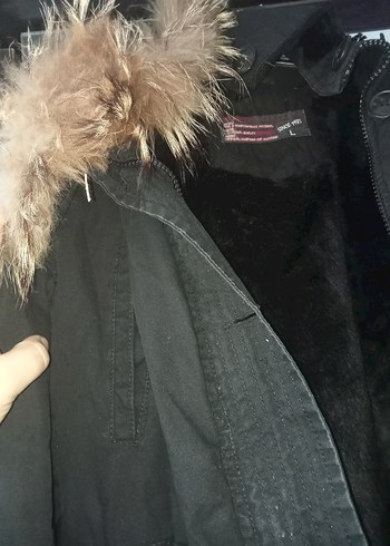 Kürklü Siyah Kadın Kışlık Mont - Görsel 3