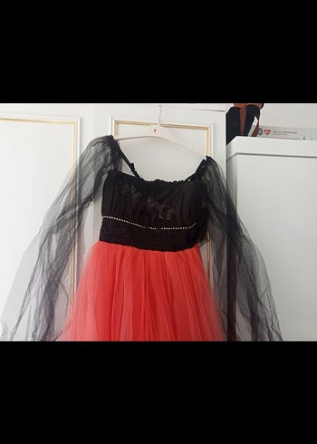 Uzun Pembe Siyah Gotik Straplez Elbise - Görsel 3