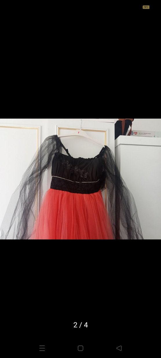 Uzun Pembe Siyah Gotik Straplez Elbise - Görsel 3