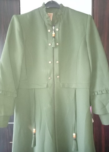 Düğmeli Uzun Kollu Kadın  pardesü . feraje - Görsel 3