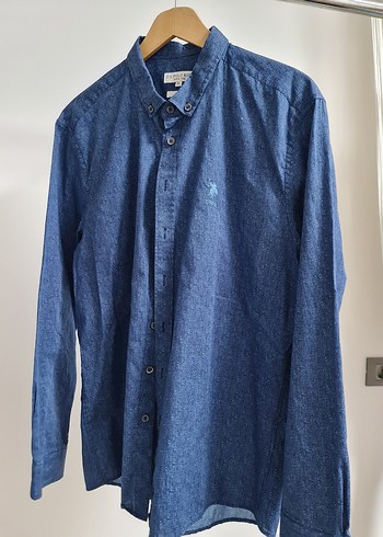 xl Beden mavi Renk ORİJİNAL U.S POLO Erkek Mavi Denim Gömlek
