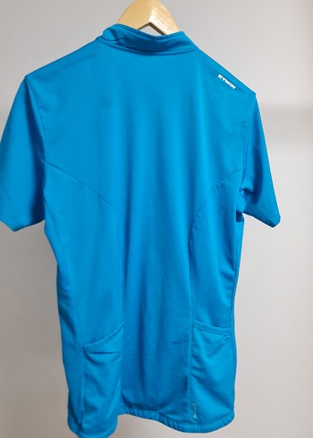 Erkek Mavi Yarım Fermuarlı Yüksek Yaka Tişört. Bisiklet Forması. - Görsel 8