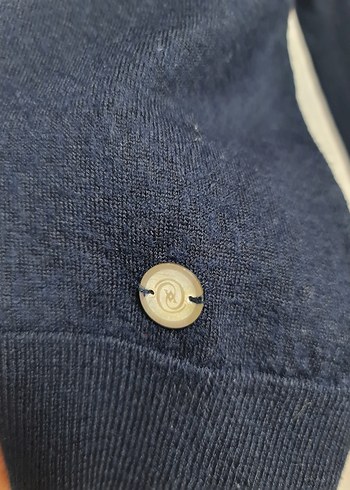 Vakko Vakko Erkek Lacivert V Yaka Örgü Yün Kazak L/XL