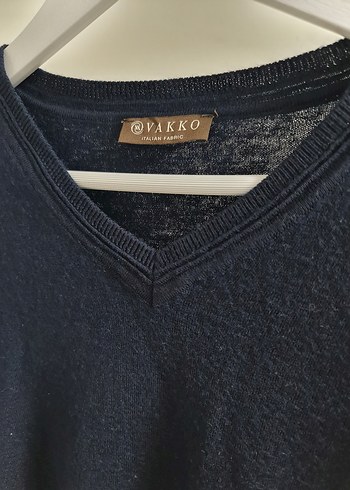 Vakko Erkek Lacivert V Yaka Örgü Yün Kazak L/XL - Görsel 7