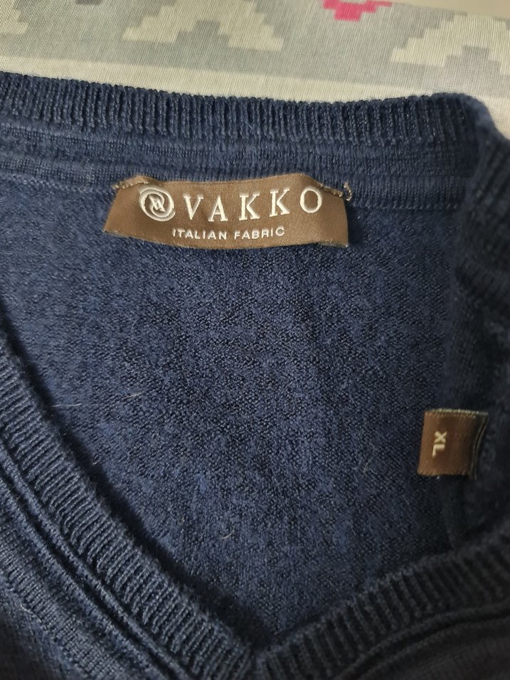 Vakko Erkek Lacivert V Yaka Örgü Yün Kazak L/XL - Görsel 3