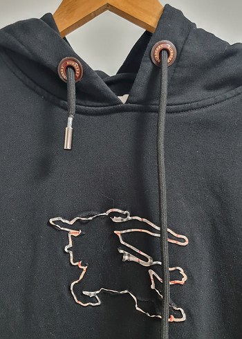 Burberry Nakışlı Siyah Kapüşonlu Erkek Sweatshirt - Görsel 2