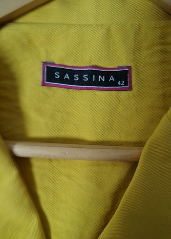 Sarı Kısa Kollu Midi Keten Elbise - Görsel 6